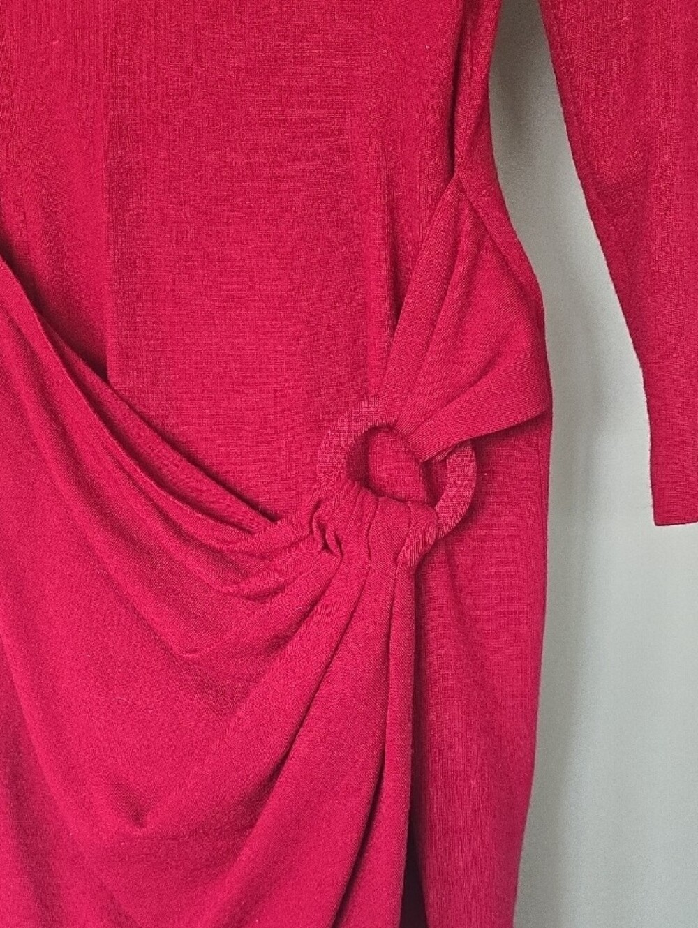 Vintage Tahari Petite 8 100% New Wool Mock Neck Draped Ring Dress - Made in USA - Picture 3 of 10
